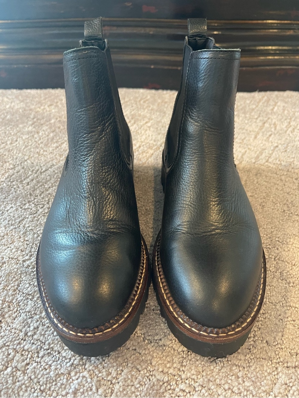 Caslon Miller Black Water Resistant Chelsea Boot, Pebbled Leather, Lug Sole, 8M - Picture 2 of 16